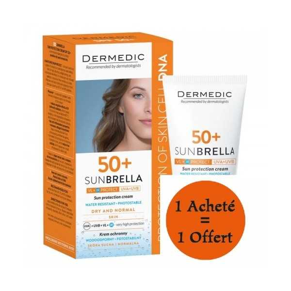 Dermedic Sunbrella Pack 1+1 GRATUIT Crème Solaire SPF50+ Peaux normales et sèches - 40ml