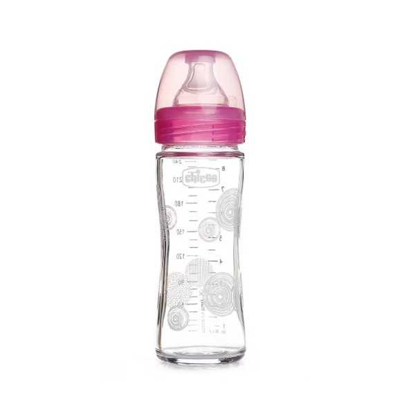 Chicco Biberon Verre Rose 0M+ 240ml