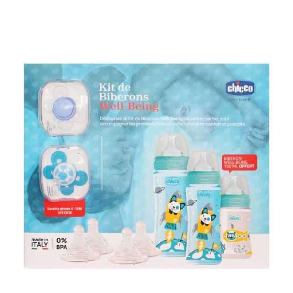 Chicco Coffret biberon well-being Bleu 7 articles
