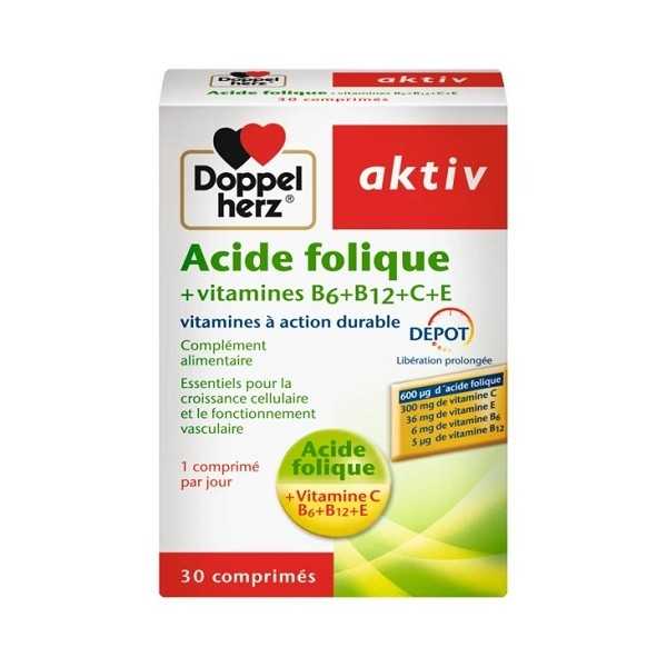 Aktiv Acide Folique + Vitamines B, C & E – 30 Comprimés