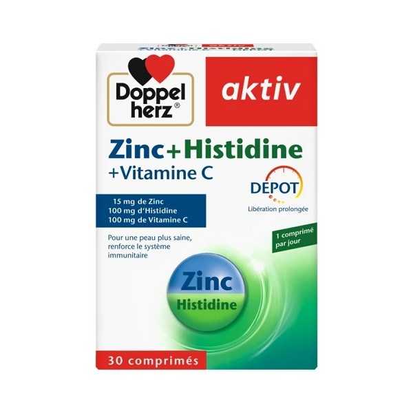Aktiv Zinc + Histidine + Vitamine C – Immunité, Peau & Antioxydants – 30 Comprimés