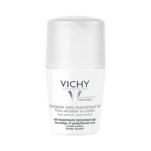 Vichy Déodorant Anti-Transpirant 48h – Peaux Sensibles ou Épilées – 50ml